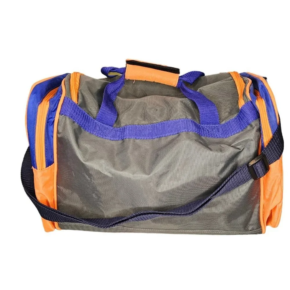 Vintage 90s Bugle Boy Duffle Gym Bag‎ Weekender Overnight Blue Orange Streetwear